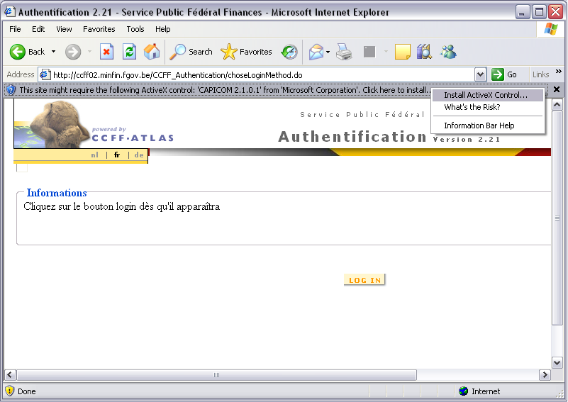 Click on "Install ActiveX Control..."