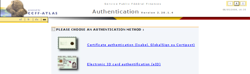 Select the authentication by certificate